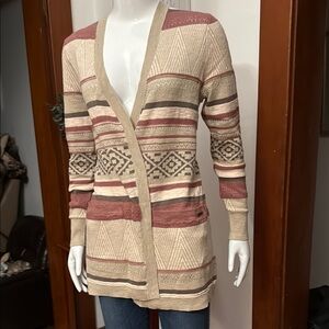 NWT Eddie Bauer size small Striped Beige and Red Women's Sweater